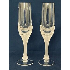 1 Set House of Fabergé Austria 1990 "Star of the North" Crystal Champagne Flutes